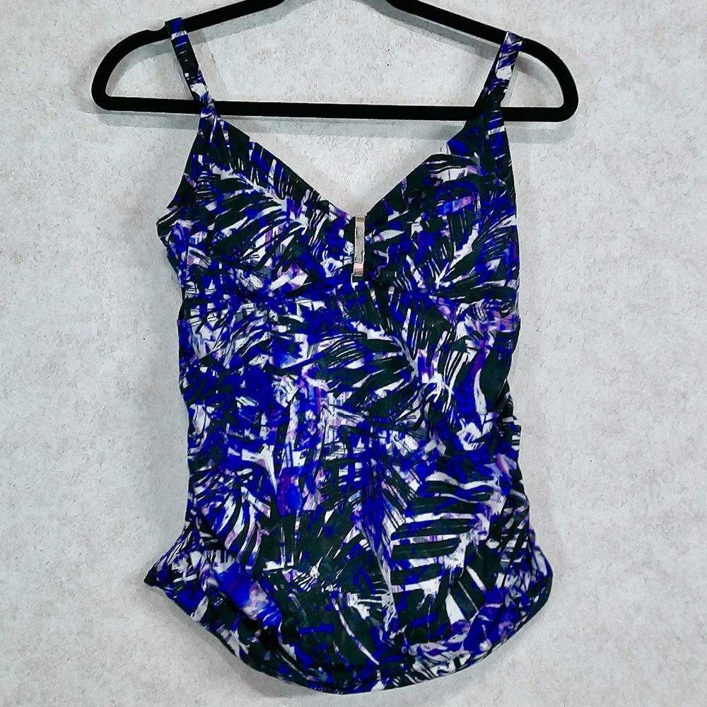 NWOT Multi Color Tropical TrimShaper Tankini Adj. Straps Bra support Lining Sz12